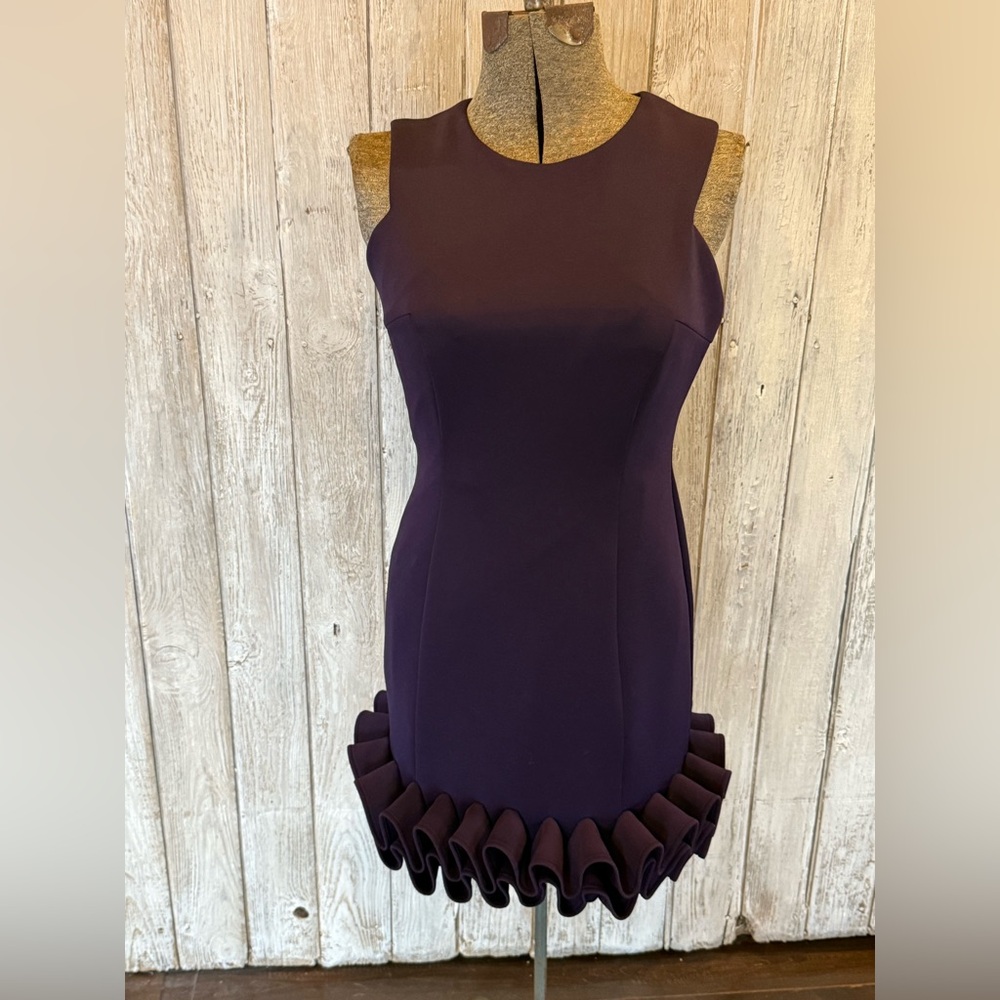 Chic Sleeveless Ruffle Hem Dress in Deep Purple